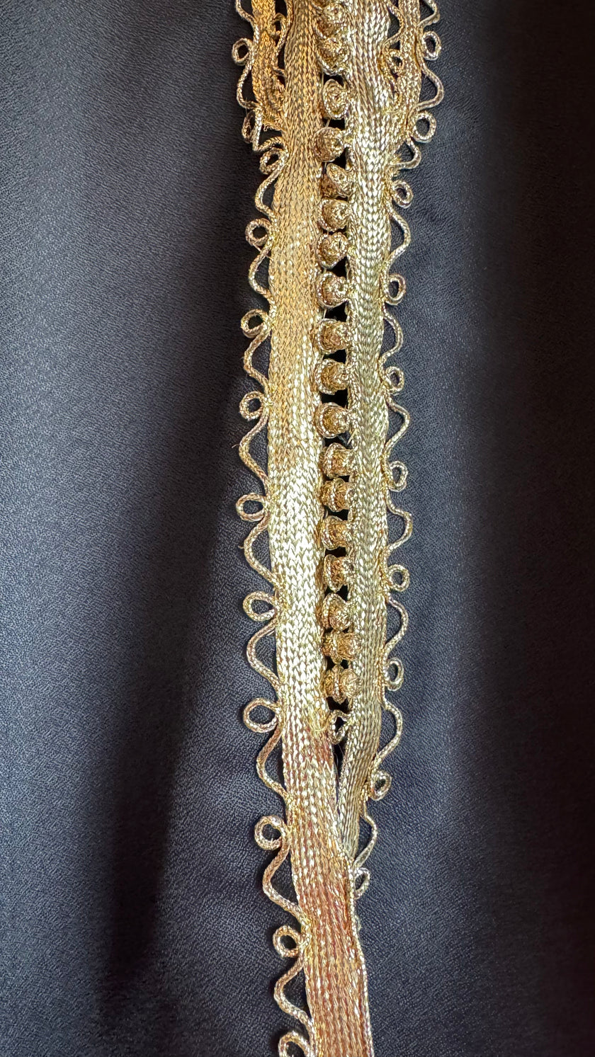 Vintage 1980s Black Jacket With Gold Braided Trim