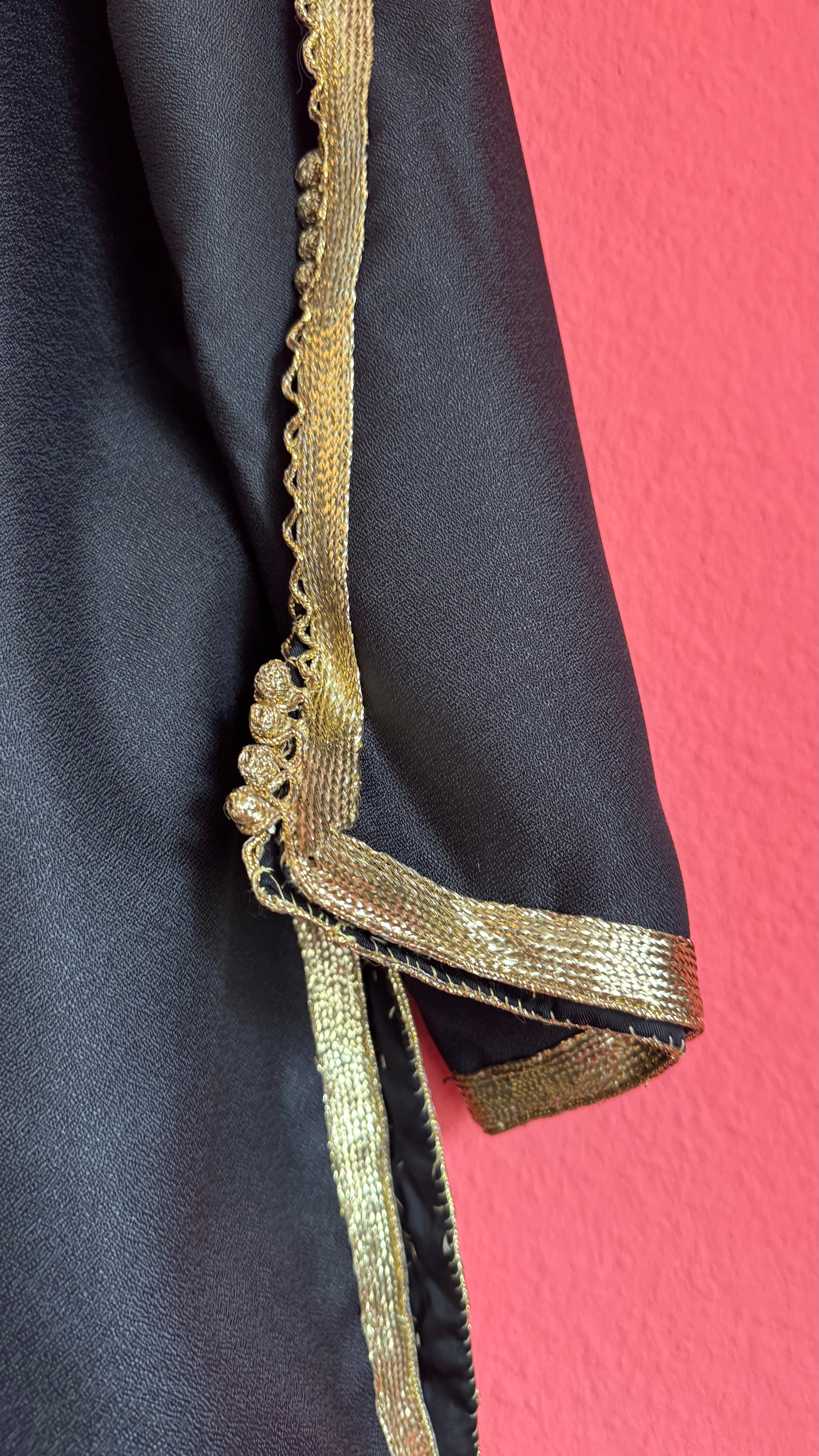 Vintage 1980s Black Jacket With Gold Braided Trim