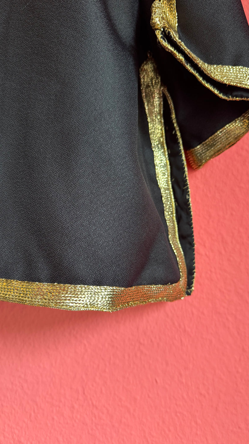 Vintage 1980s Black Jacket With Gold Braided Trim