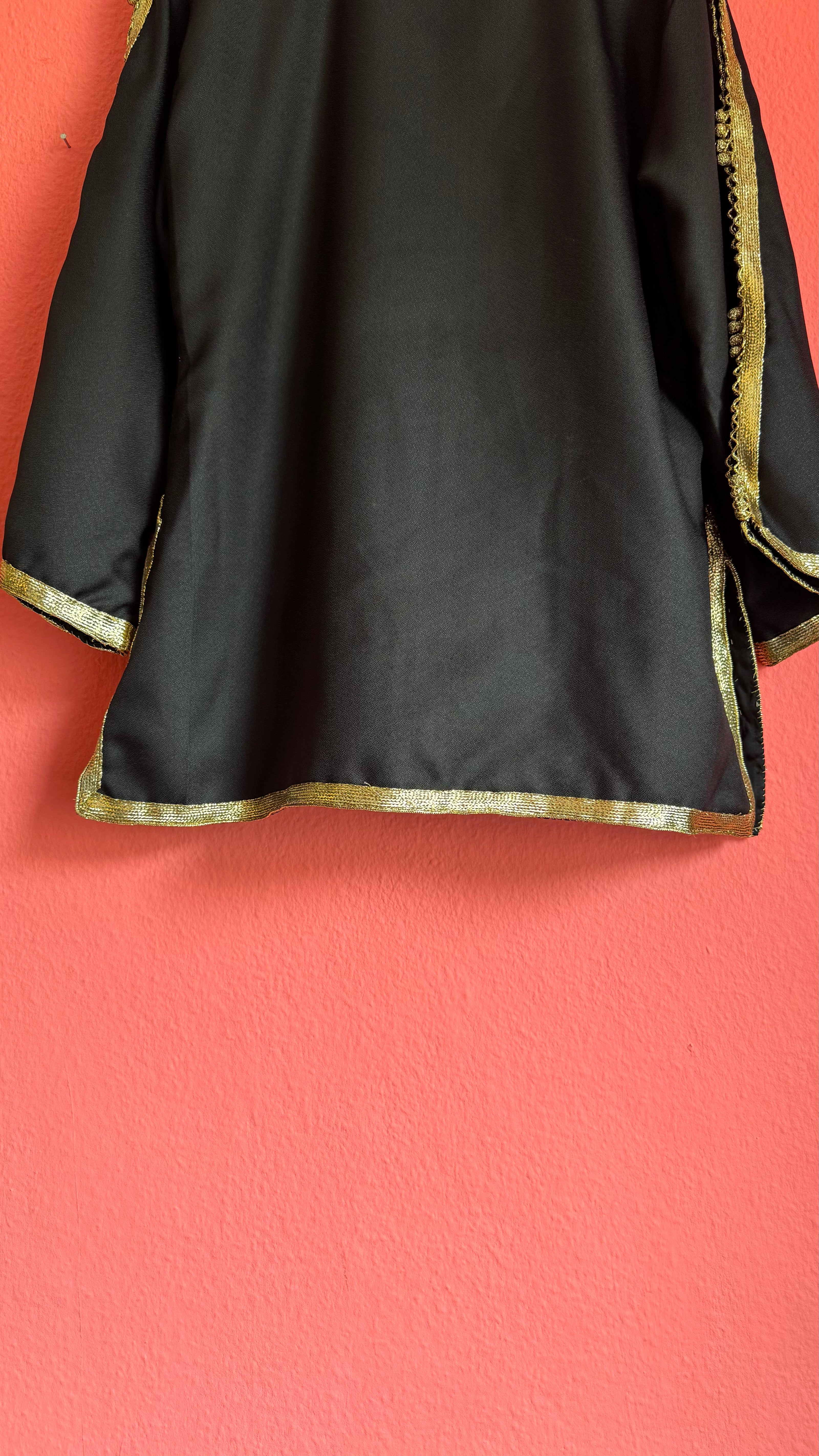 Vintage 1980s Black Jacket With Gold Braided Trim
