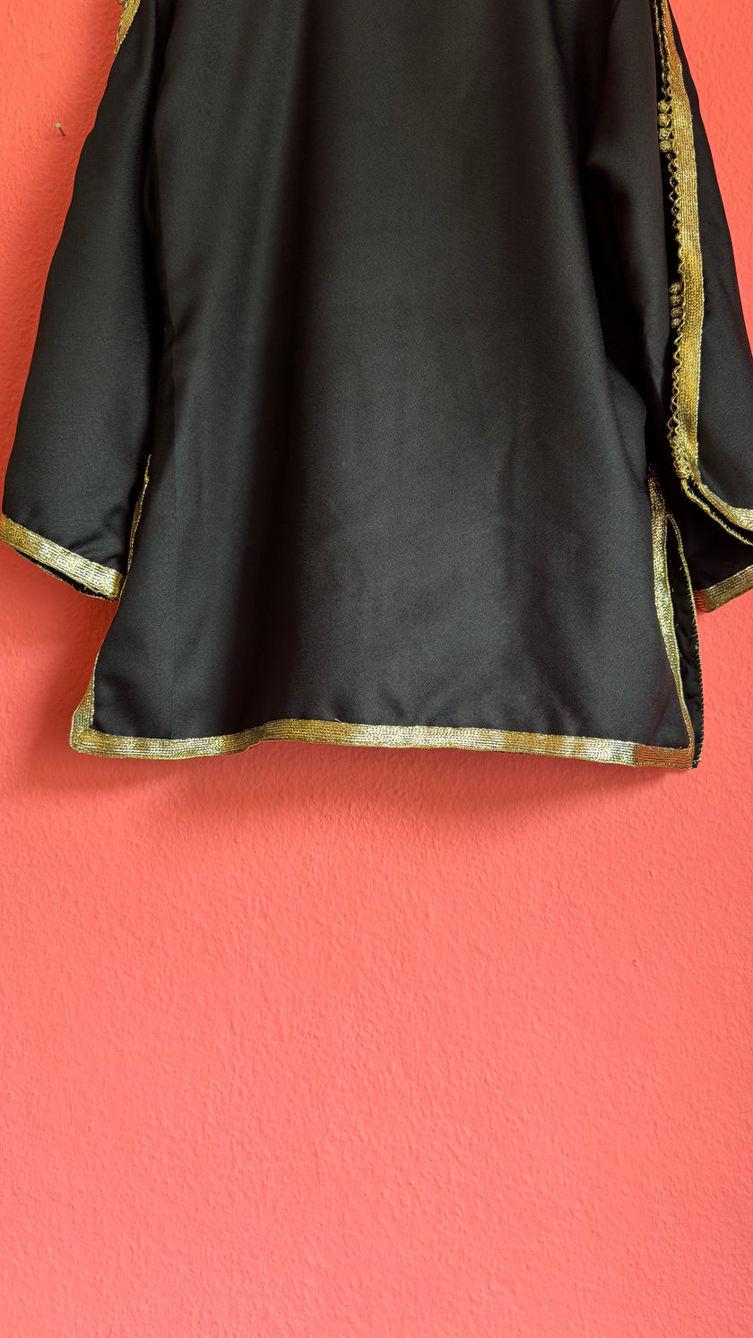 Vintage 1980s Black Jacket With Gold Braided Trim