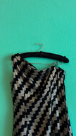 Vintage 1980s Black And Gold Metallic One-Shoulder Top