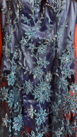 Vintage 1990s Blue Embroidered Mesh Mini Dress