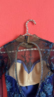 Vintage 1990s Blue Embroidered Mesh Mini Dress