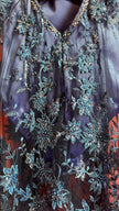Vintage 1990s Blue Embroidered Mesh Mini Dress