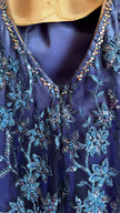 Vintage 1990s Blue Embroidered Mesh Mini Dress