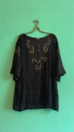 Vintage 1980s Lione Black Beaded Sequin Blouse