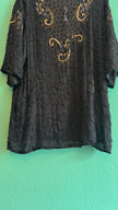 Vintage 1980s Lione Black Beaded Sequin Blouse