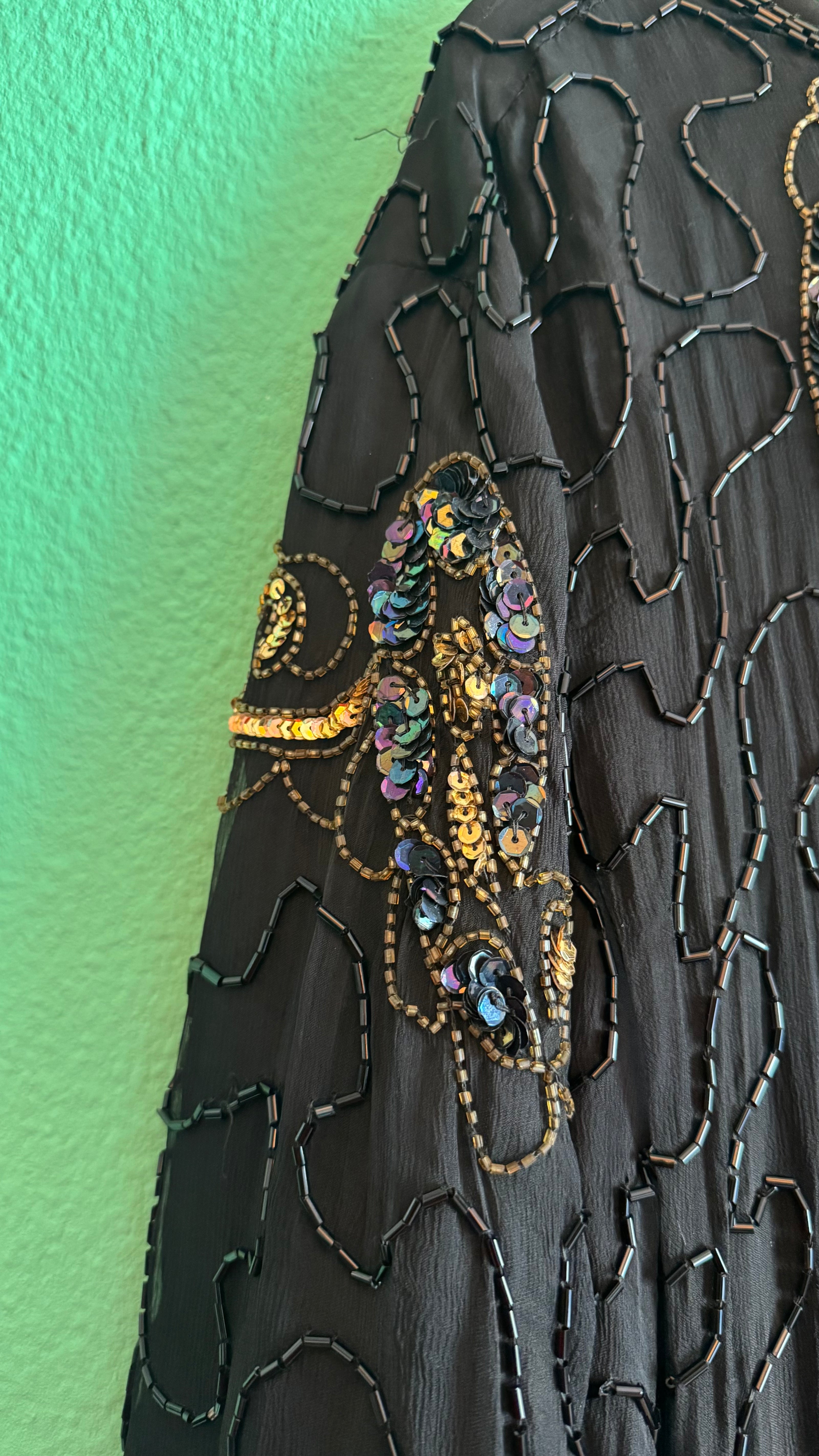 Vintage 1980s Lione Black Beaded Sequin Blouse