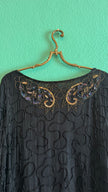 Vintage 1980s Lione Black Beaded Sequin Blouse