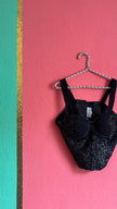 Vintage 1990s Mocca Black Sequin Bustier Top