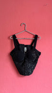 Vintage 1990s Mocca Black Sequin Bustier Top