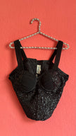Vintage 1990s Mocca Black Sequin Bustier Top