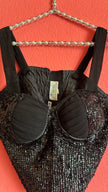 Vintage 1990s Mocca Black Sequin Bustier Top