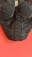 Vintage 1990s Mocca Black Sequin Bustier Top
