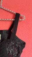 Vintage 1990s Mocca Black Sequin Bustier Top