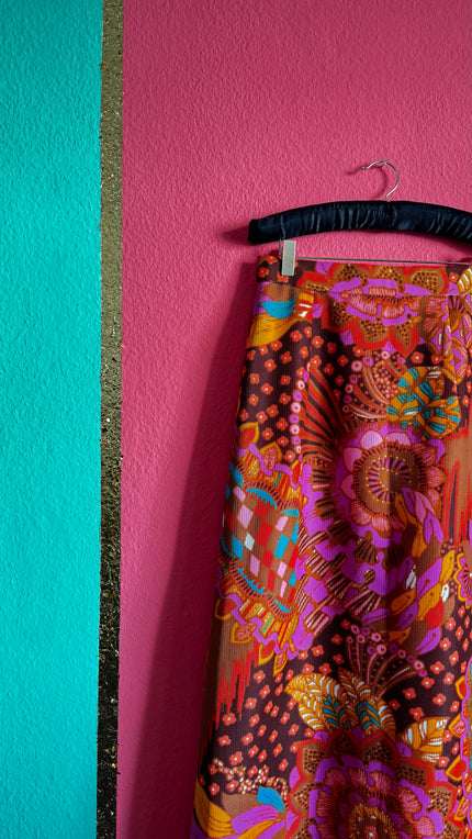 Vintage Psychedelic Floral Skirt – Bold 1970s Statement