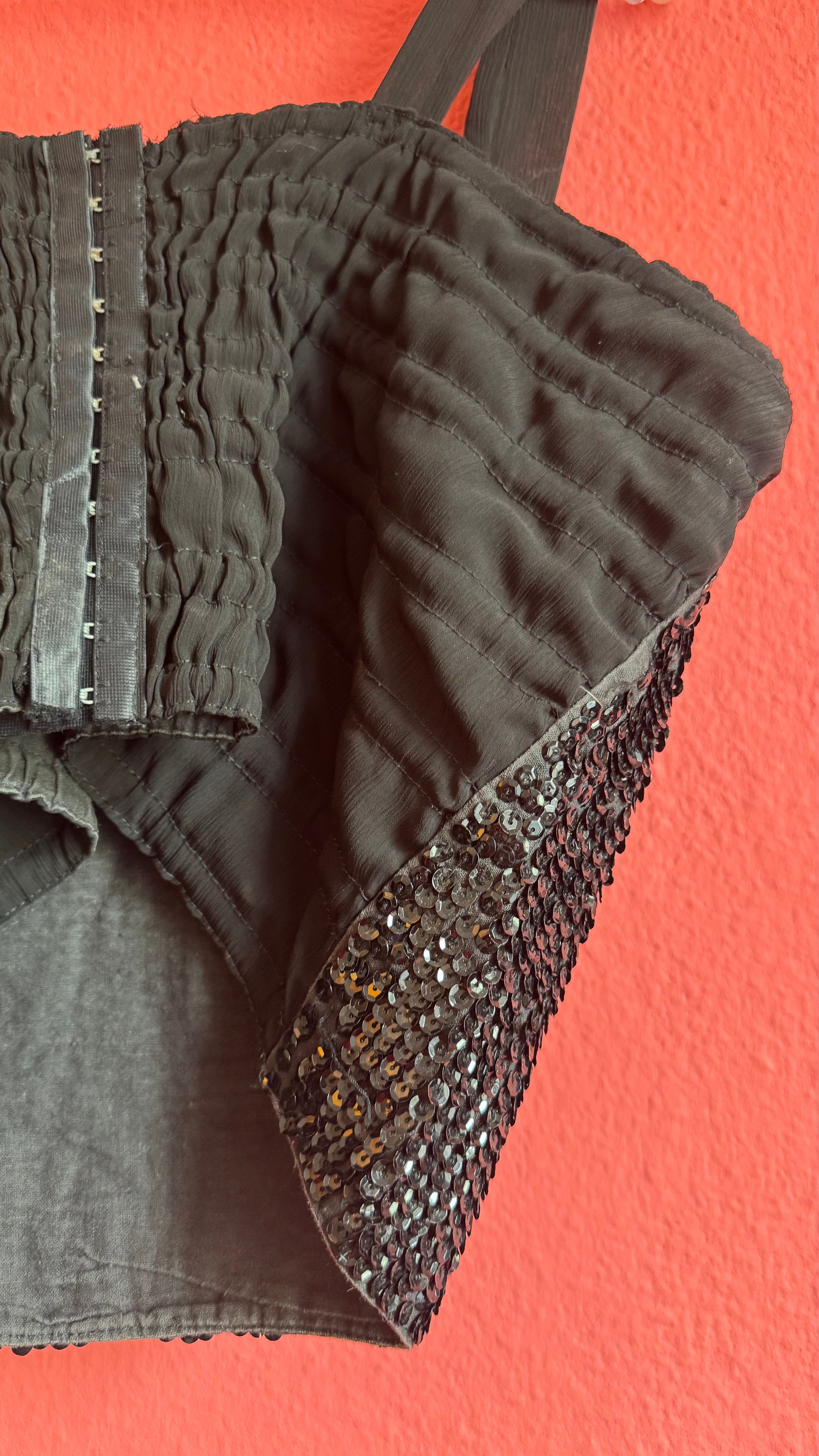 Vintage 1990s Mocca Black Sequin Bustier Top