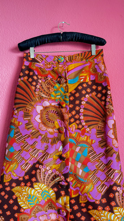 Vintage Psychedelic Floral Skirt – Bold 1970s Statement