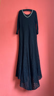 Vintage 1990s Modalgi Black Lace Pearl Neckline Dress