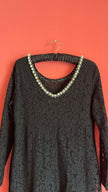 Vintage 1990s Modalgi Black Lace Pearl Neckline Dress
