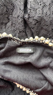 Vintage 1990s Modalgi Black Lace Pearl Neckline Dress
