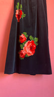 Vintage 1980s Black Velvet Floral Maxi Skirt