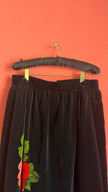 Vintage 1980s Black Velvet Floral Maxi Skirt