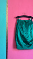 Vintage 1990s Amarotico Emerald Green Silk Pencil Skirt