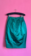 Vintage 1990s Amarotico Emerald Green Silk Pencil Skirt