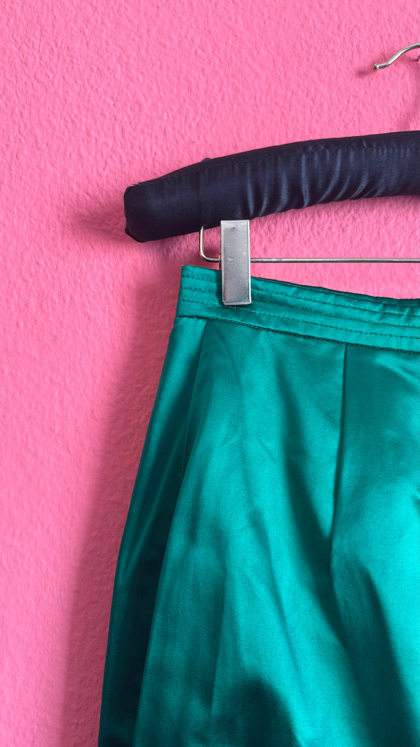 Vintage 1990s Amarotico Emerald Green Silk Pencil Skirt