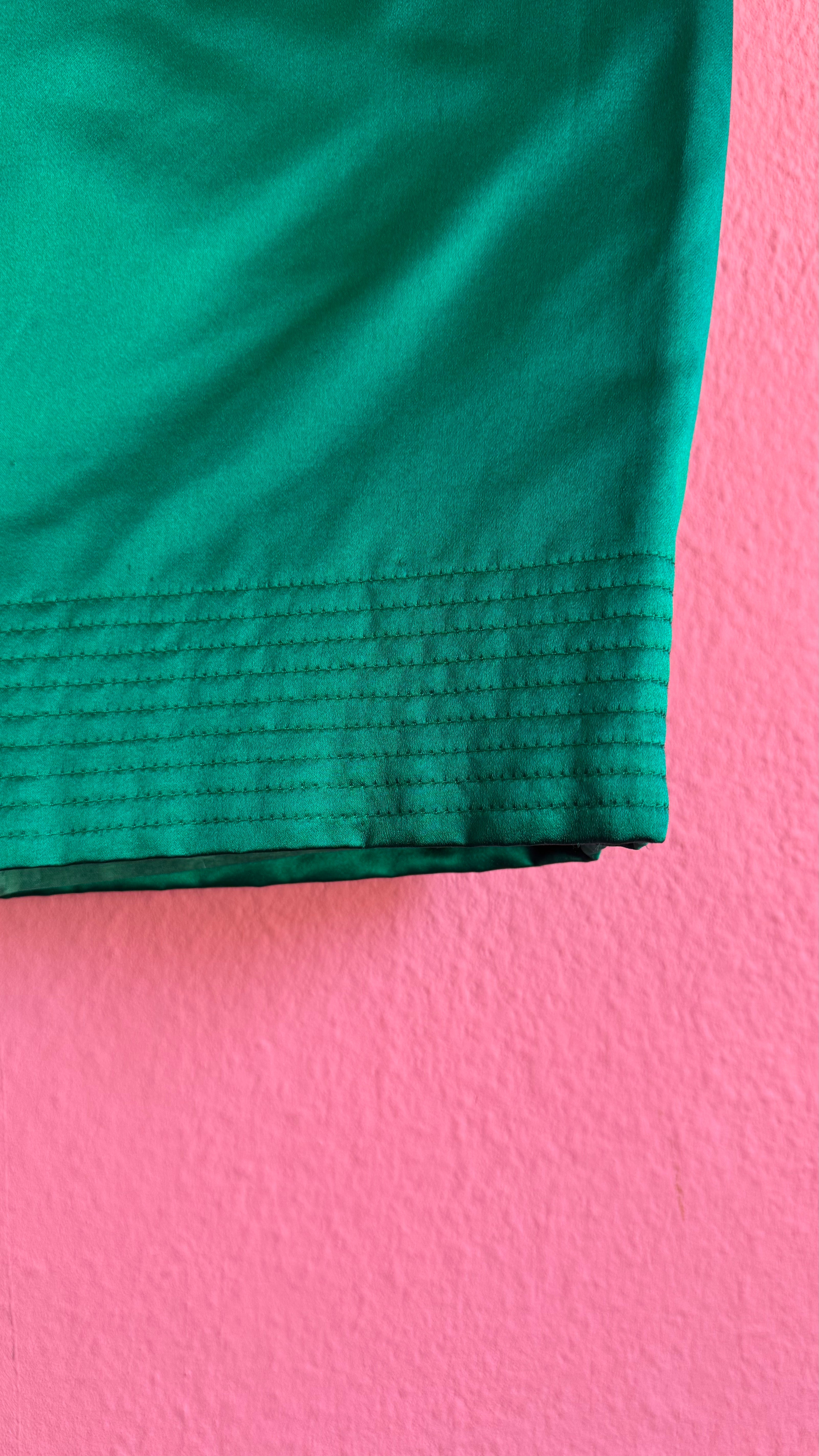Vintage 1990s Amarotico Emerald Green Silk Pencil Skirt