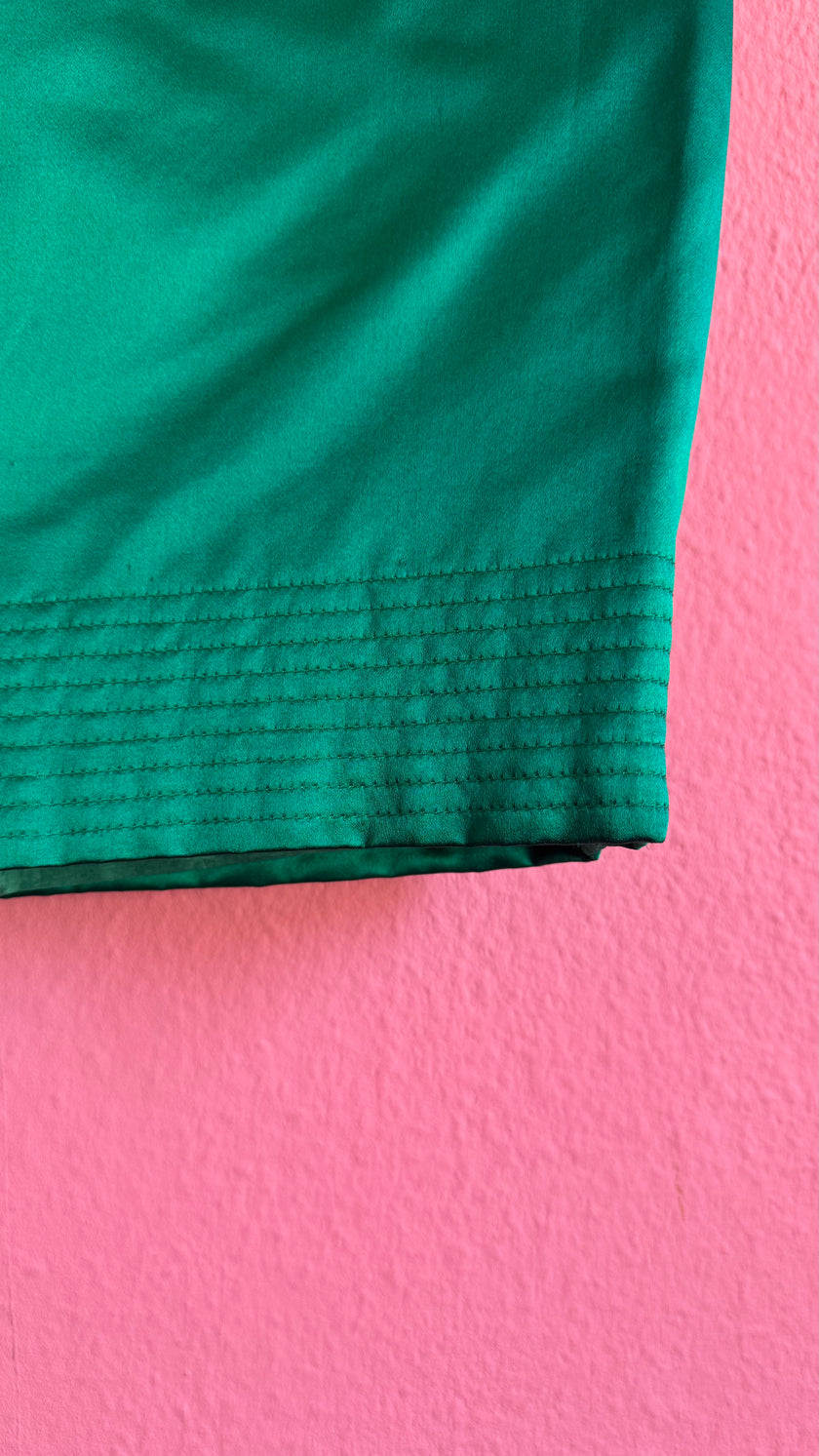 Vintage 1990s Amarotico Emerald Green Silk Pencil Skirt