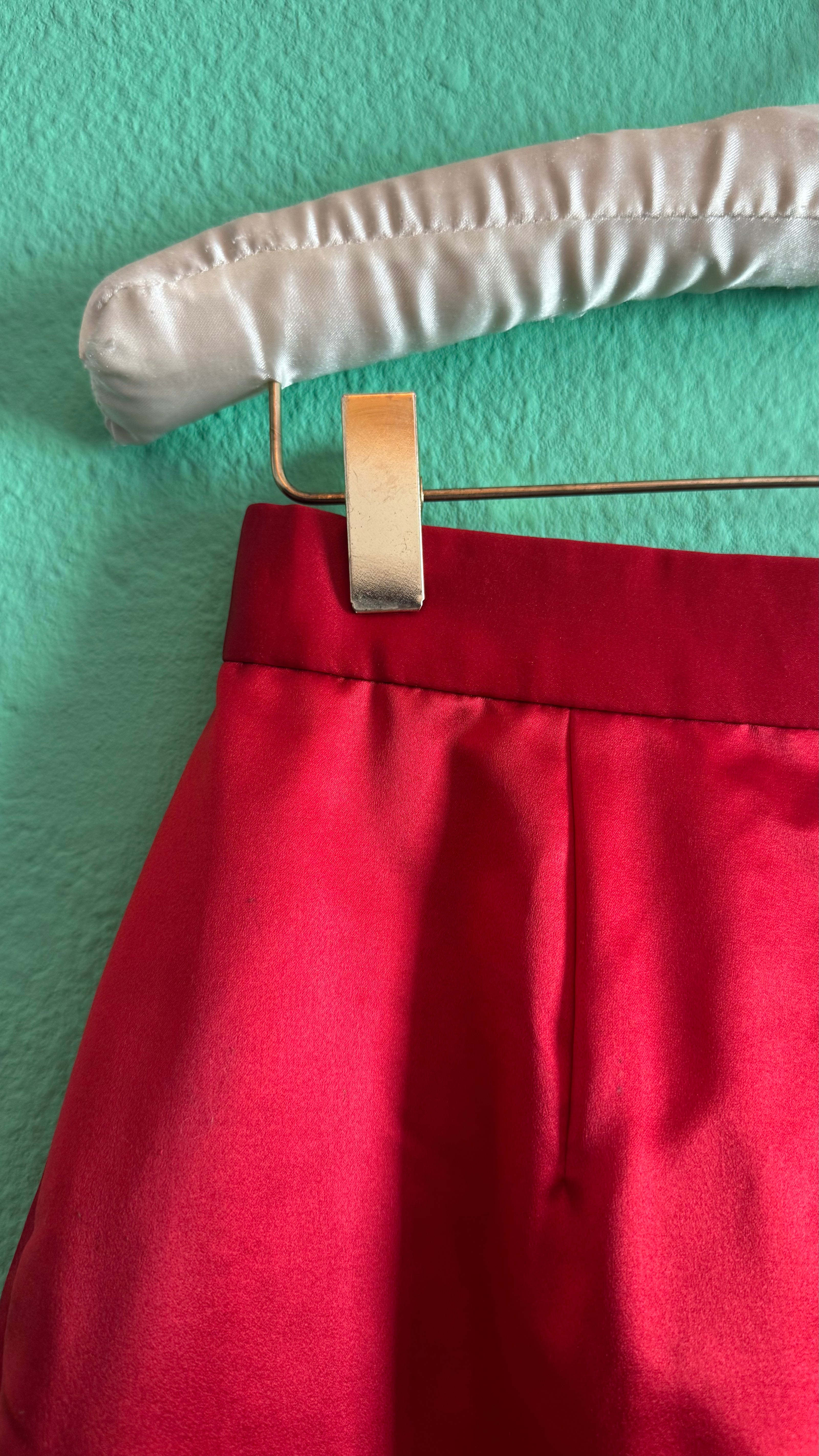 Vintage 1980s Trixi Becker Red Silk Pencil Skirt