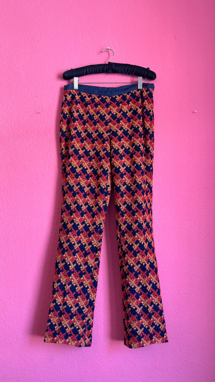 Vintage 1990s Wool Jacquard Trousers With Geometric Pattern