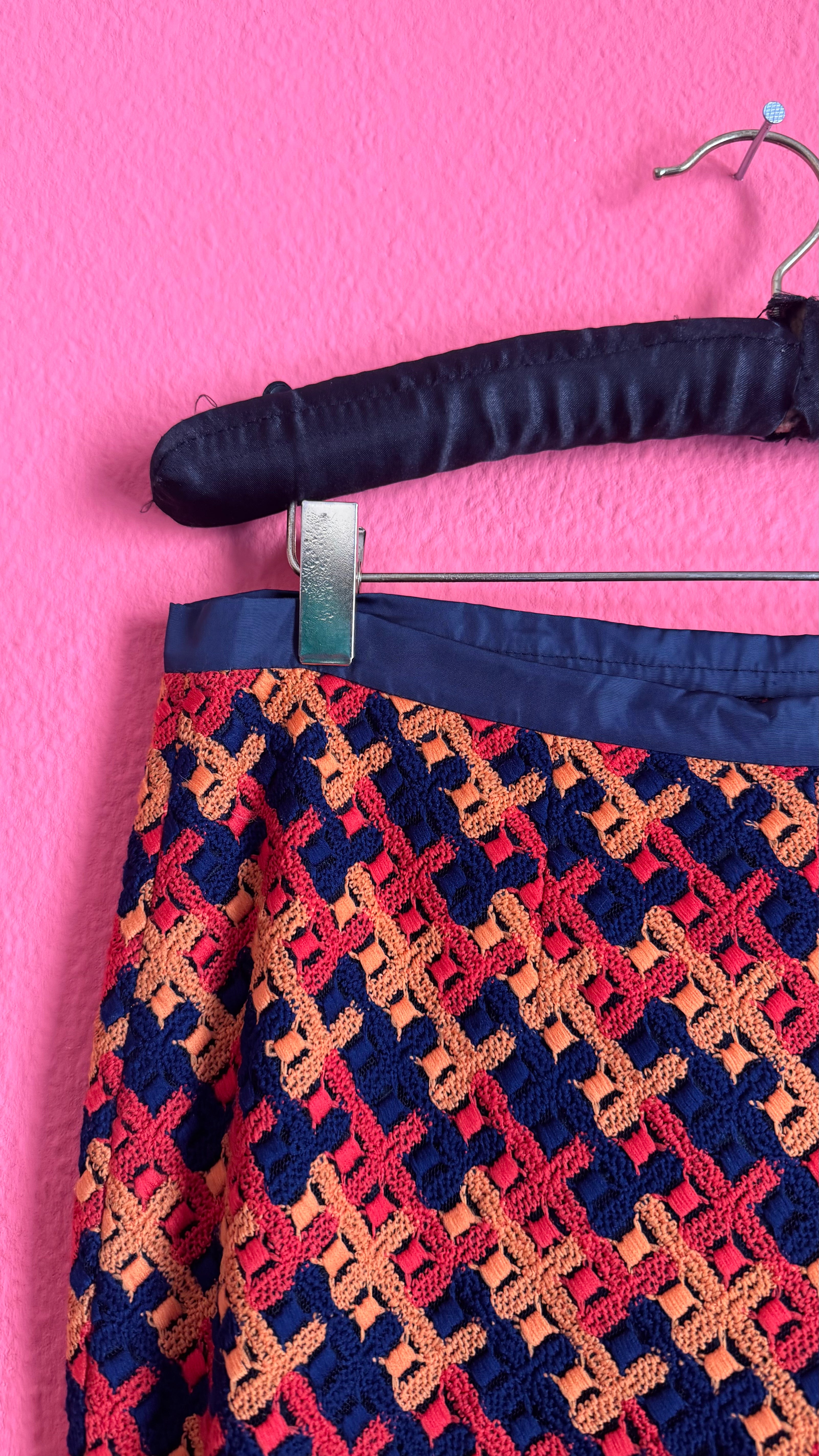 Vintage 1990s Wool Jacquard Trousers With Geometric Pattern