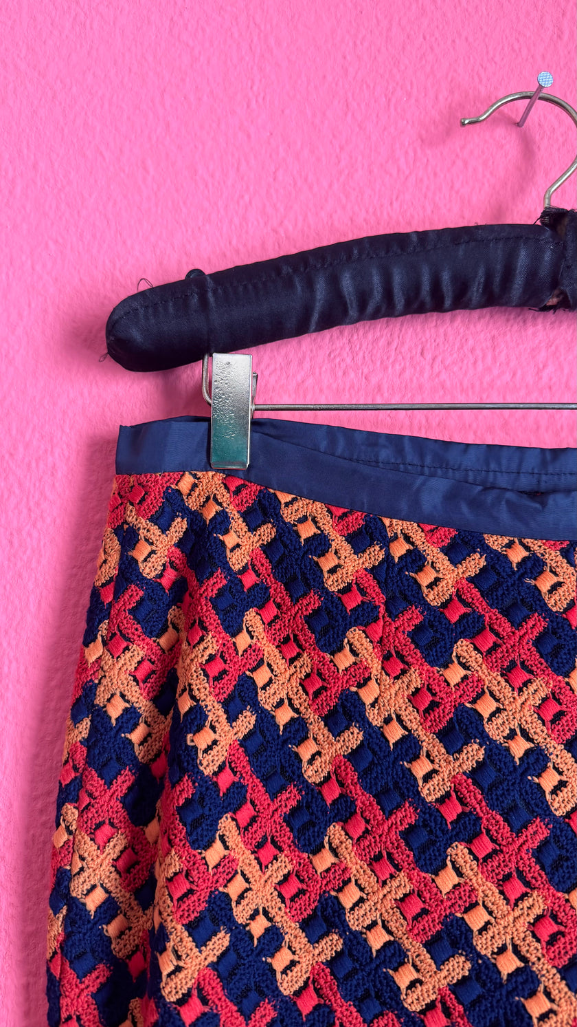 Vintage 1990s Wool Jacquard Trousers With Geometric Pattern