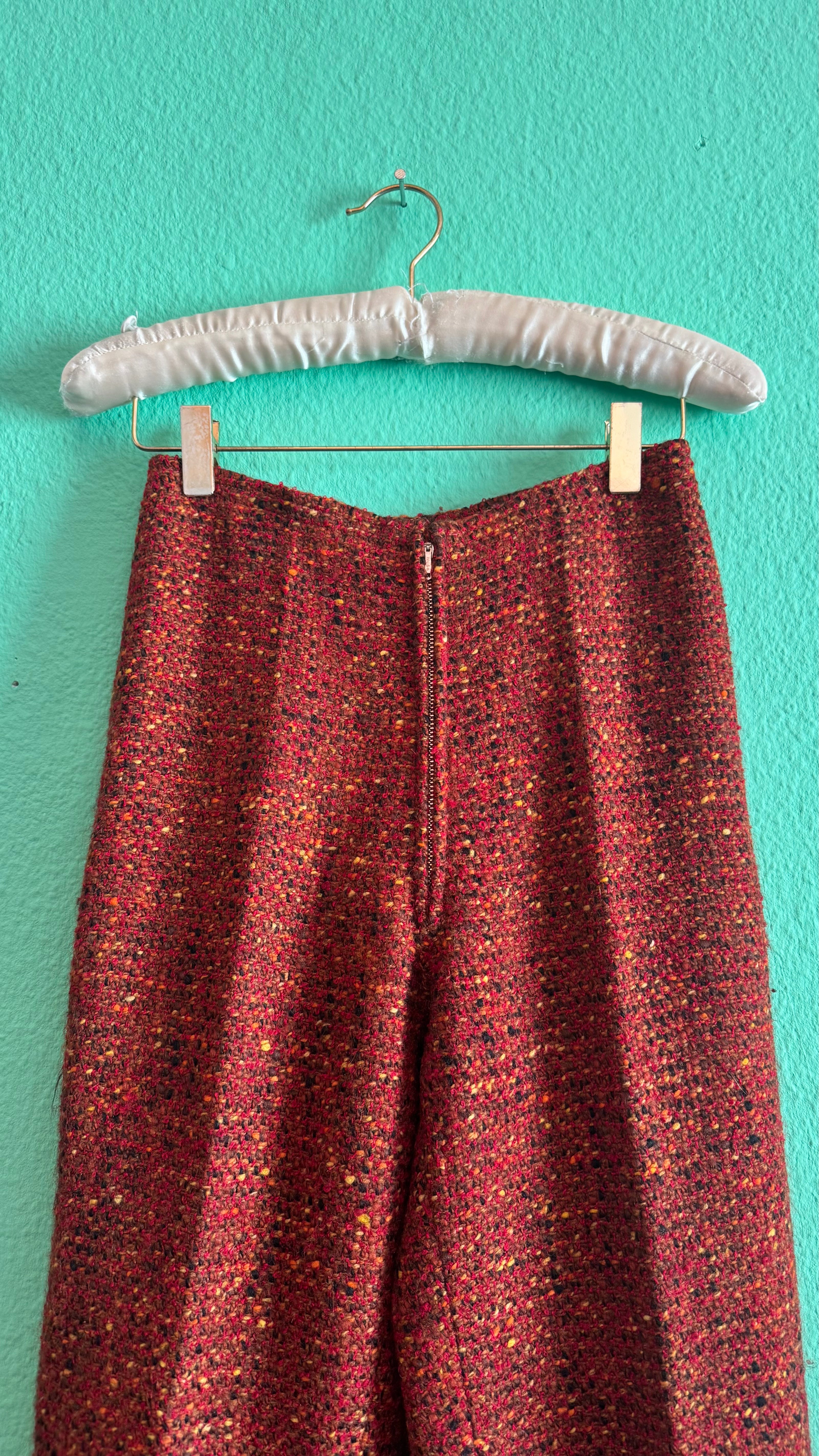 Vintage Estimated 1990s Red Bouclé Wool Trousers