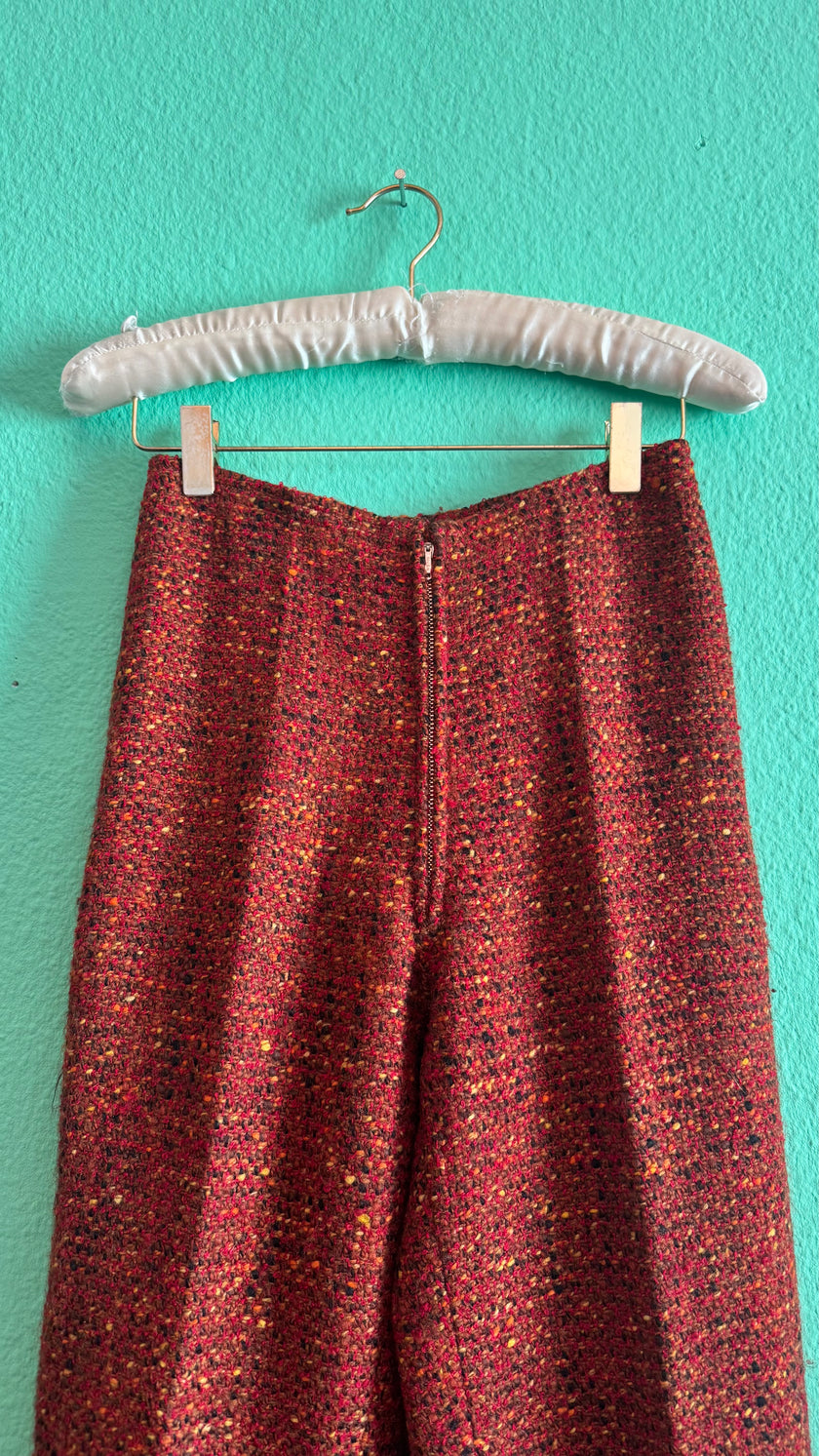 Vintage Estimated 1990s Red Bouclé Wool Trousers
