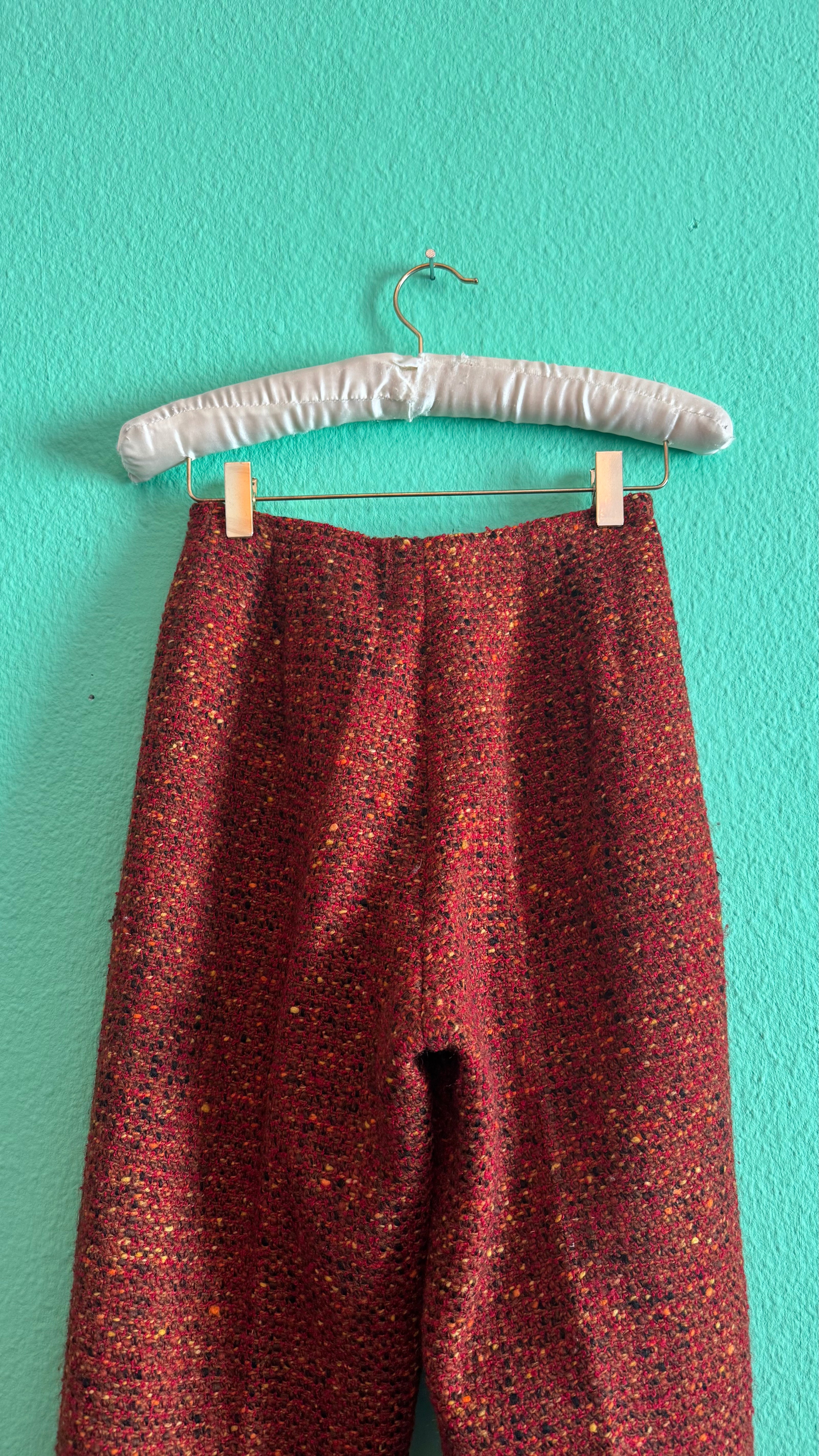 Vintage Estimated 1990s Red Bouclé Wool Trousers