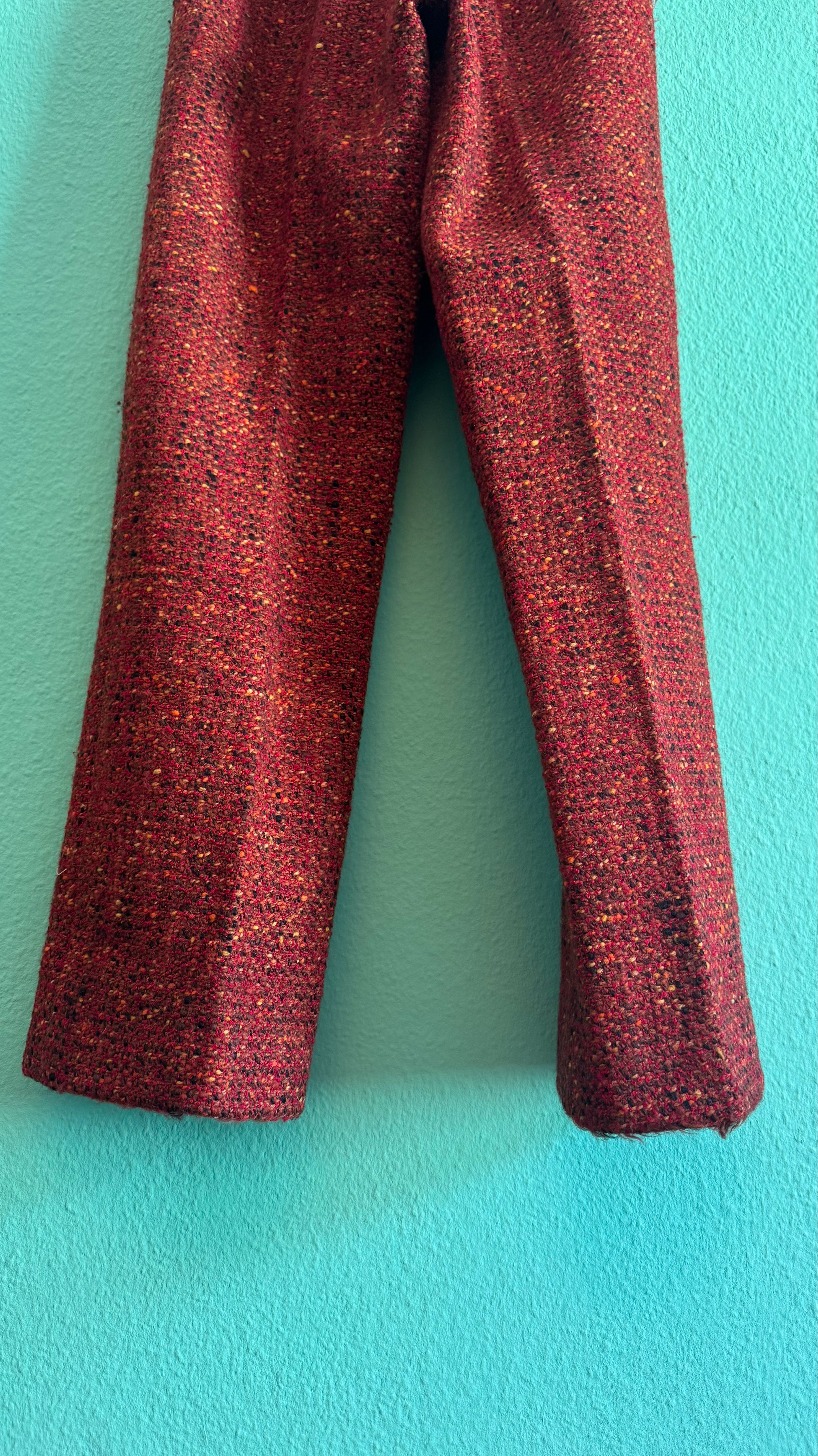 Vintage Estimated 1990s Red Bouclé Wool Trousers
