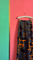Vintage 1970s Grey Velvet Geometric Maxi Skirt