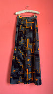 Vintage 1970s Grey Velvet Geometric Maxi Skirt