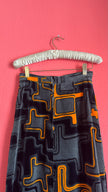 Vintage 1970s Grey Velvet Geometric Maxi Skirt