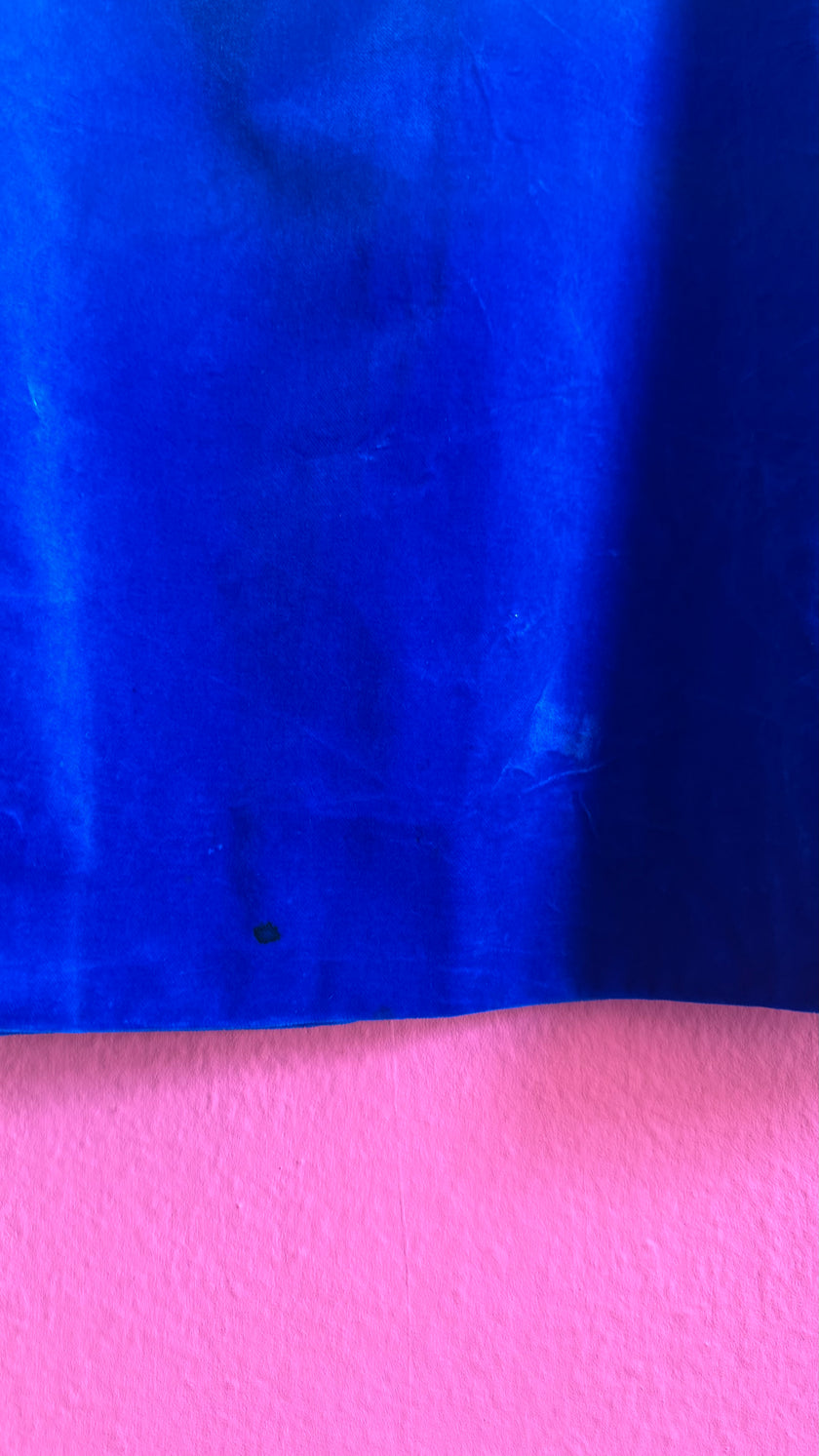 Vintage 1980s Cobalt Blue Velvet A-Line Skirt