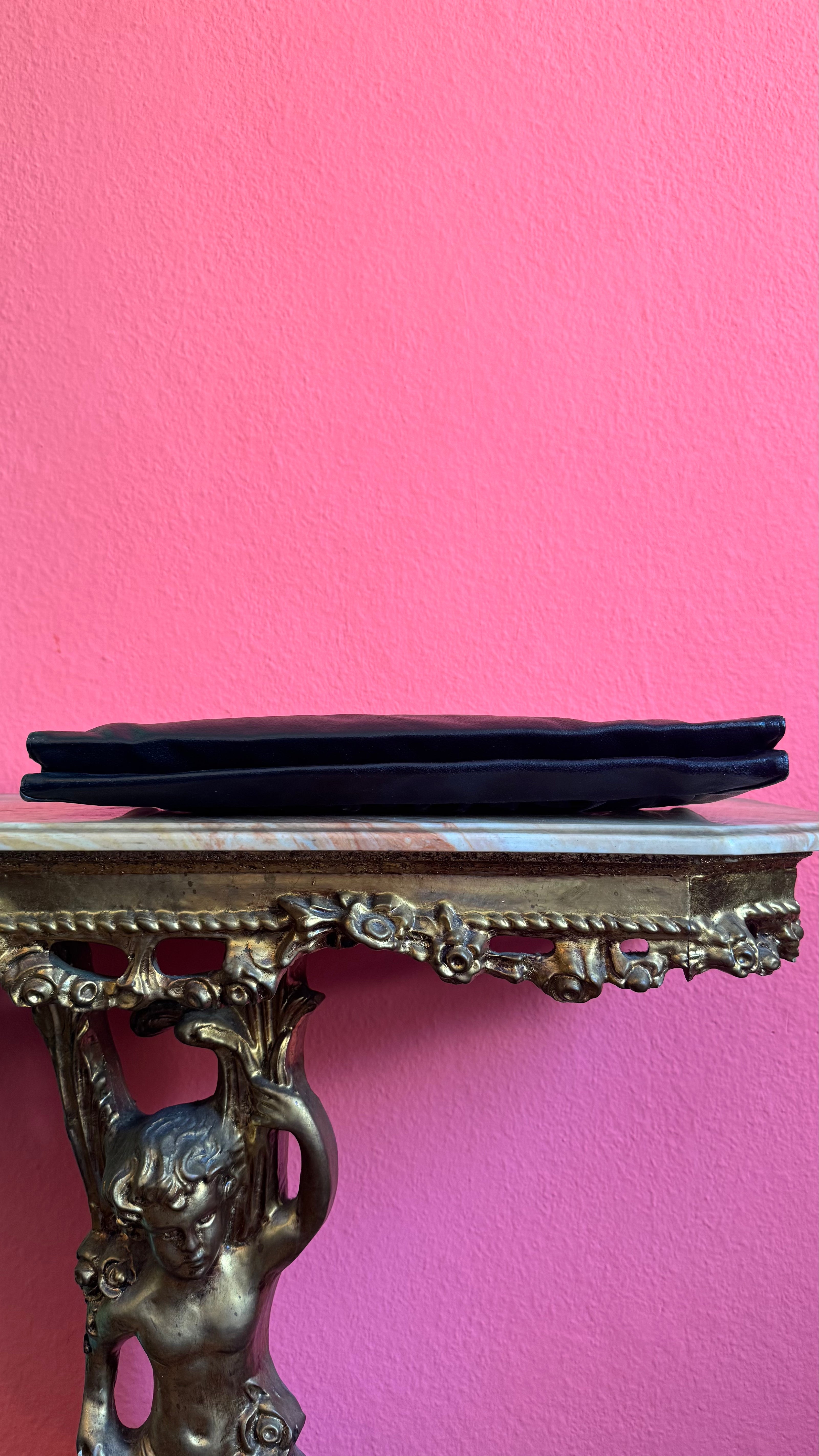 Vintage 1930s Shortite Black Leather Evening Bag Made In USA