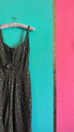 Vintage 1960s Green Metallic Thread Cocktail Dress