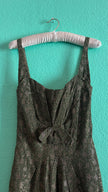 Vintage 1960s Green Metallic Thread Cocktail Dress