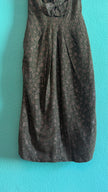 Vintage 1960s Green Metallic Thread Cocktail Dress