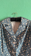 Vintage 1980s Blue Silk Polka Dot Cropped Blazer